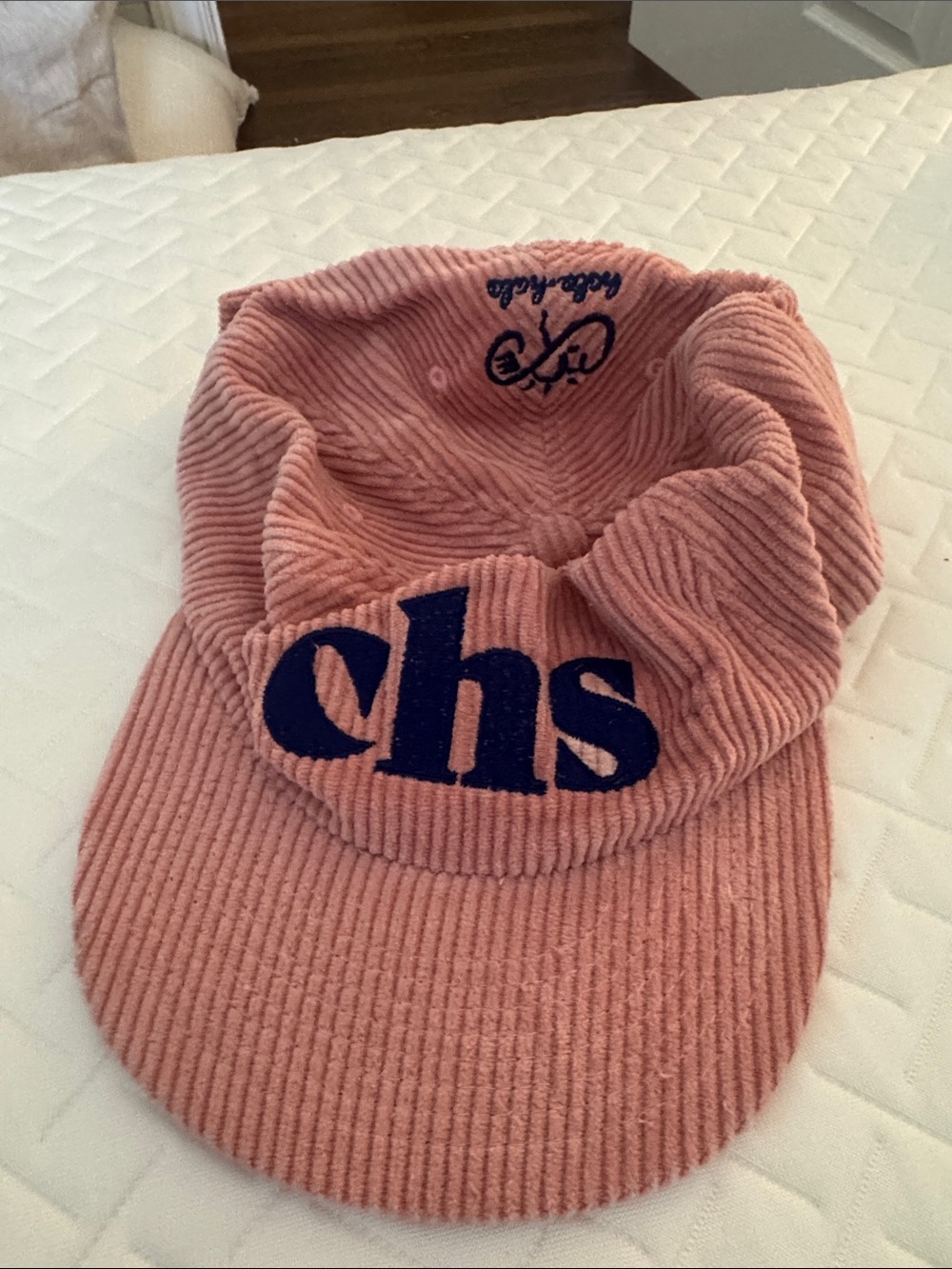 Pink Corduroy Visor with Navy CHS Logo